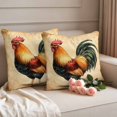 thumbnail image 2 of Farmhouse Rooster Outdoor Waterproof Pillow Covers, Retro Country Watercolor Animal Decorative Square Throw Pillowcase Sofa Cushion Sham for Patio/Couch/Chair, 16"x16" 2 Pack, 2 of 8