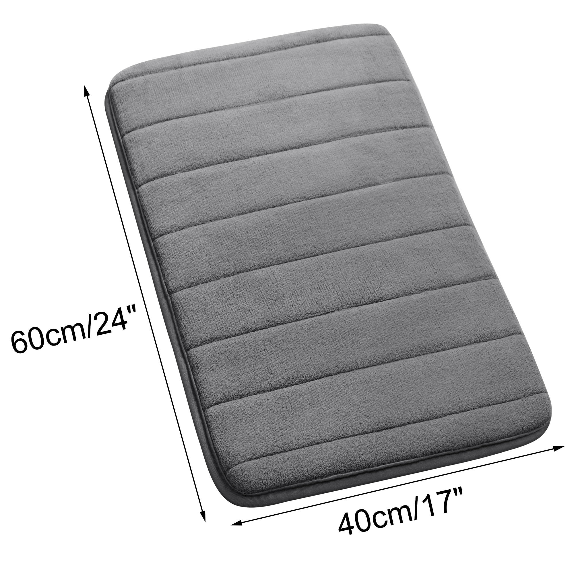 REGALWOVEN 2Pcs Memory Foam Bath Mat Non Skid Velvet Absorb Water Bath Rug for Bathroom Kitchen Soft Carpet Gray