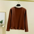 thumbnail image 2 of Ltctricy Women's Plus Size Thermal Shirts Fleece Lined Long Sleeve Mock Neck Patchwork Basic T Shirts Base Layer Tops(Wine,X-Large), 2 of 6