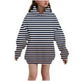 thumbnail image 3 of Ashirexll Oversize Hoodie Long Sleeve Shirts 3-14 Years Stripe Fashion Casual Fleece Lined Warm Winter Hooded Sweatshirt for Kids, 3 of 6