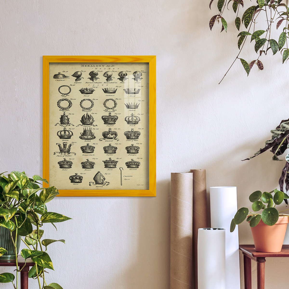 Deckled Encyclopediae IV (AS) -Framed Print w/glass-Sunflower Yellow