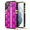 thumbnail image 2 of FKBRCL4U Compatible with Samsung Galaxy S21 Case, Glitter Pink Sofa Leather Zip Crystal Luxury Golden Decoration for Girl Women Soft TPU Shockproof Protective Hard PC Back, 2 of 7