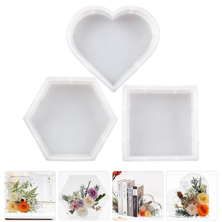 HEMOTON Hemoton 3pcs Silicone Mold for Ornament Making Hexagon Square Heart Shaped Molds for DIY Craft