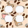 thumbnail image 2 of Metal Light Switch Wall Plate Outlet Cover (Coffee Espresso Mocha Bean Grounds Grinder Beige Pattern - Double Duplex), 2 of 2