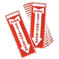 thumbnail image 1 of Adhesivo con señal de advertencia direccional para extintor de incendios, 4 unidades, 1 of 4