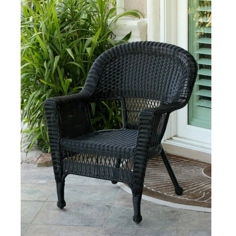 36" Black Resin Wicker Weather Resistant Outdoor Patio Garden Chair