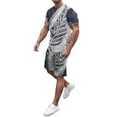 thumbnail image 1 of MAWCLOS Pyjama pour Hommes Deux Pièces Ensemble de Maison Manches Courtes Taille Élastique Rue 2 Pcs Survêtement 4 2TG, 1 of 4