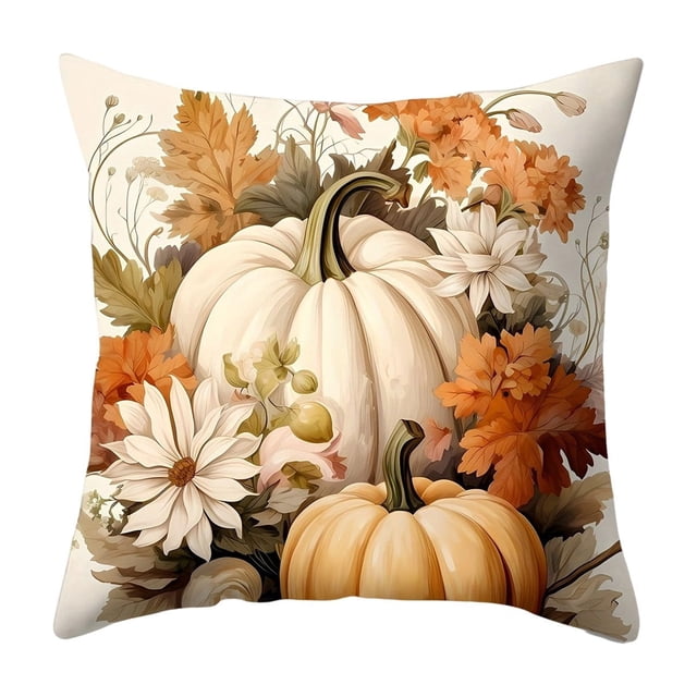 SLYNSHome Housses de Coussin Citrouille d'Automne, Feuilles d'Érable, Décorations de l'Action de Grâce pour Intérieur Extérieur
