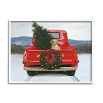 Stupell Industries Holiday Tree in Truck Holiday Painting White Framed Art Print Wall Art, 20 x 16