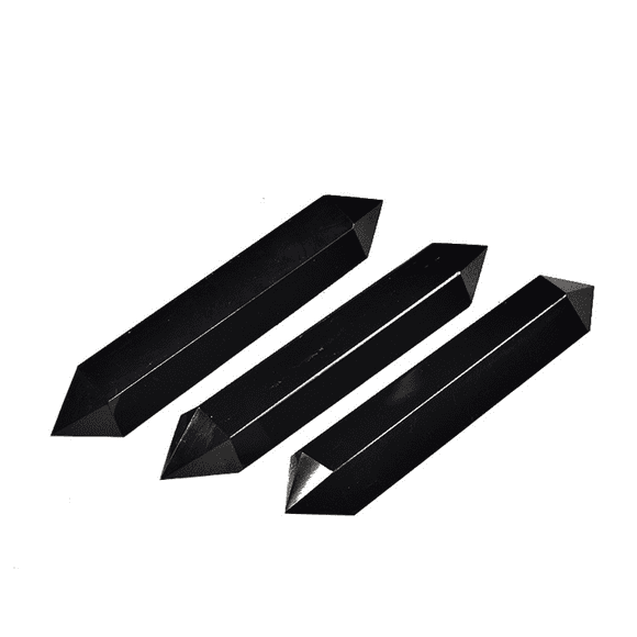 Black Obsidian Natural Healing Crystal Wands Height 6 Faceted Prism Wand Reiki Chakra Stone, Natural Quartz