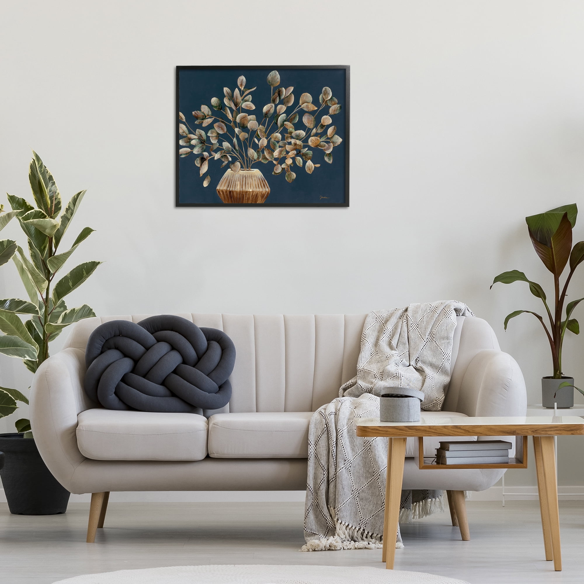 Stupell Industries Rustic Eucalyptus Leaves Botanical & Floral Painting Black Framed Art Print Wall Art, 30 x 24