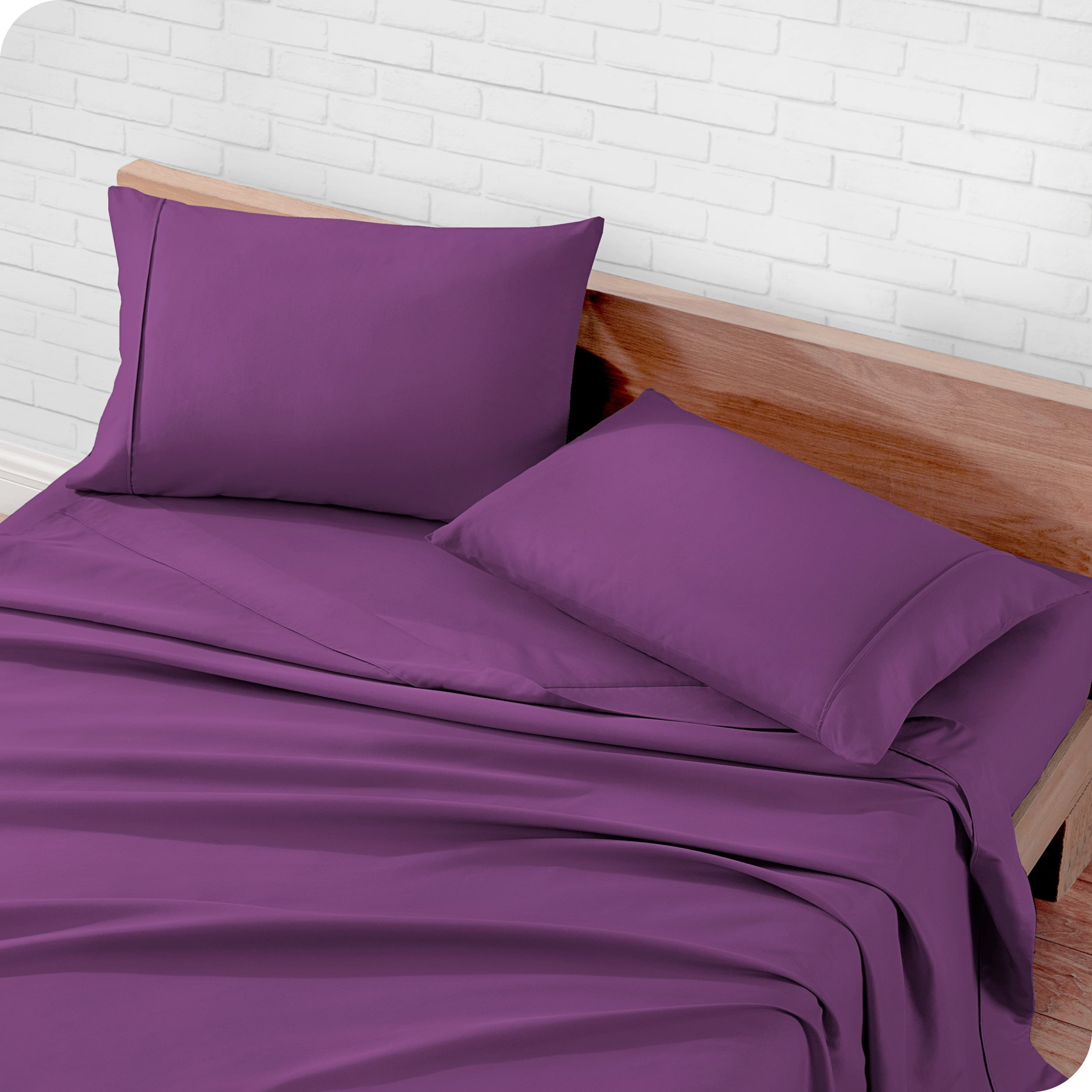 Bare Home Premium 1800 Ultra-Soft Microfiber Pillowcase Set - Double Brushed - Hypoallergenic - Wrinkle Resistant (Standard Pillowcase Set of 2, Plum)