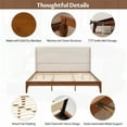 thumbnail image 2 of Queen Size Solid Dry Bamboo Wood 12 Inch Platform Bed with 48" Upholstered High Headboard, Easy Assembly, 2 of 10