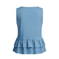 thumbnail image 3 of Cotton Linen Tank Tops Peplum Tank Tops for Women Cute Tank Tops V Neck Ruffle Tank Top Peplum Cotton Tops for Women Flowy Tank Top Summer Linen Tank Tops Women's Babydoll Tops Blue 4XL, 3 of 7
