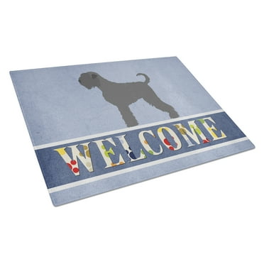 Caroline's Treasures Black Russian Terrier Welcome Glass Cutting Board Large