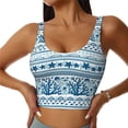thumbnail image 2 of Haiem Sea Underwater Jellyfish Pattern Womens Sports Bra - U Neck Padded Low Impact Yoga Bra Workout Crop Top Gym Moisture-Wicking Workout Vest -Large, 2 of 9