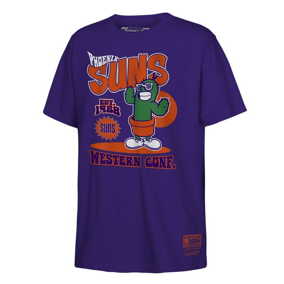 Youth Mitchell & Ness Purple Phoenix Suns Retro Mascot Script T-Shirt