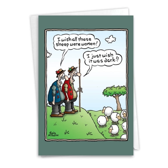 NobleWorks Funny Birthday Greeting Card with 5 x 7 Inch Envelope (1 Card) Bday Wish Sheep Were Women 8540