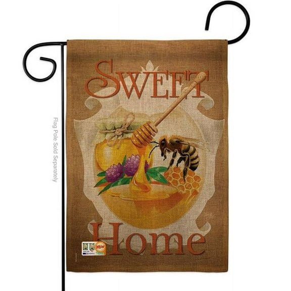Breeze Decor BD-BG-G-104094-IP-DB-D-US18-BD 13 x 18.5 in. My Bee Sweet Home Burlap Garden Friends Bugs & Frogs Impressions Decorative Vertical Double Sided Flag