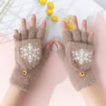 thumbnail image 2 of Kids Gloves Winter Fluffy Warm Lined Mittens Winter Knit Gloves for Ages 7-18 Years Girls, 2 of 3