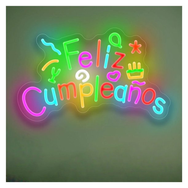 Letrero De Neón Feliz Cumpleanos Con Luz LED USB Regulable Para Fiestas, Bares, Dormitorios, Tiendas, Salas De Juegos, Decoración De Pared, 40.6cmx24.8cm