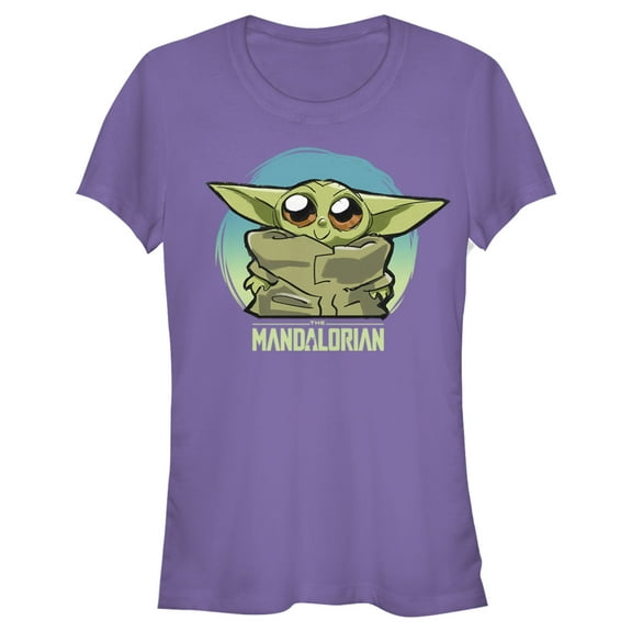 Junior's Star Wars: The Mandalorian The Child Circle Big Eyes Graphic Tee Purple Large