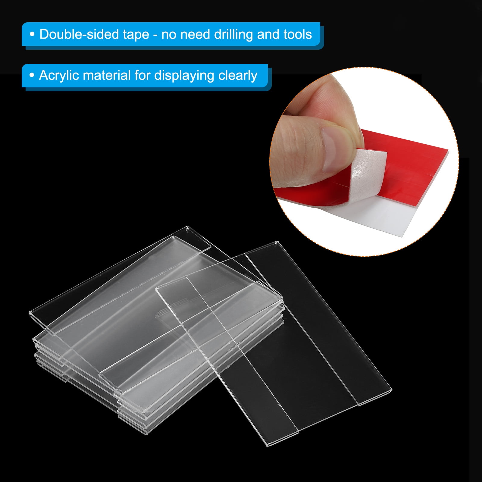 Unique Bargains Durable Adhesive Wall Mount Acrylic Sign Holder with Tape 3"x4"