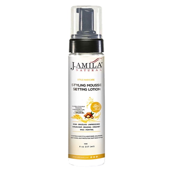 J.AMILA Argan Oil Curl Enhancing Mousse - Define & Style All Hair Types, Natural Shine (8oz)