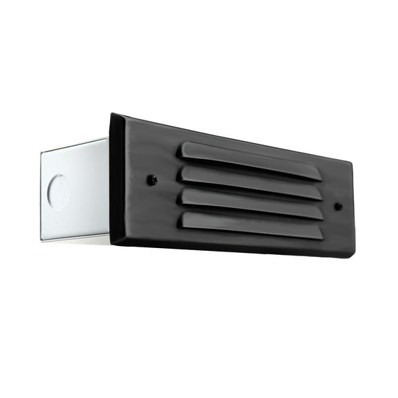 Cardon Lighting Outdoor Low Voltage Step Light Louvered Brass Faceplate Steel Box Black G4 LED Bulb