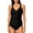Black, variant on Women One Piece Swimsuits V Neck Tummy Control Ruched Criss Cross-Back Bathing Suit Female