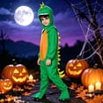 thumbnail image 2 of Krdevn Boys 3D Dinosaur Cosplay Jumpsuit, Hooded Funny Dino Costume for Halloween Role‑Play Dress‑Up,7-9 Years, 2 of 5