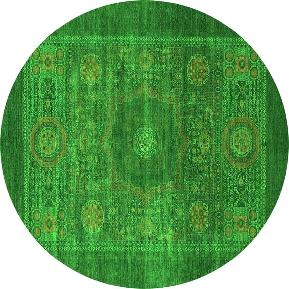 Ahgly Company Indoor Round Abstract Green Modern Area Rugs, 3' Round