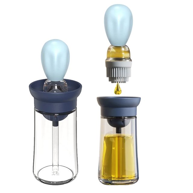 Dispensador de botellas de aceite de vidrio con cepillo 2 en 1 para cocina, 250 ml