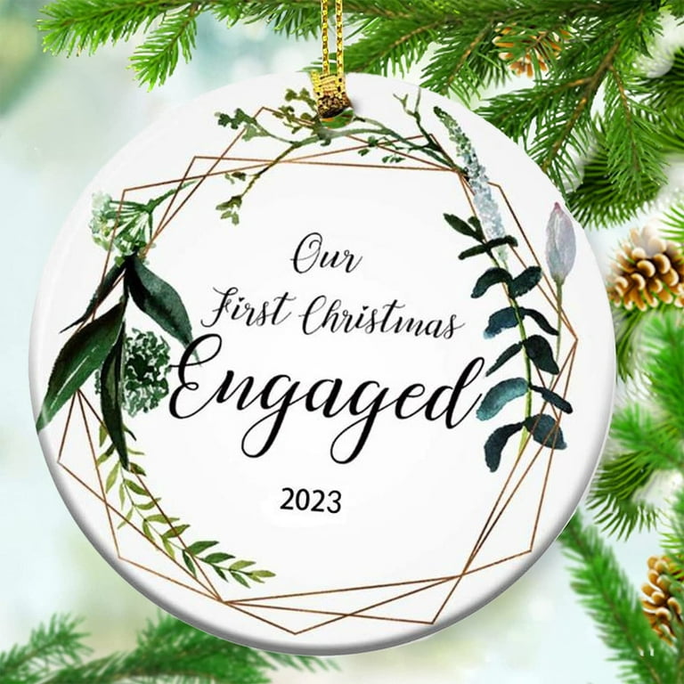 Our First Christmas Married Ornament 2023,Just Married Gifts for Couple,Mr  and Mrs, Wood Keepsake 1st Christmas Married Ornaments with Ribbon and Gift  Box 