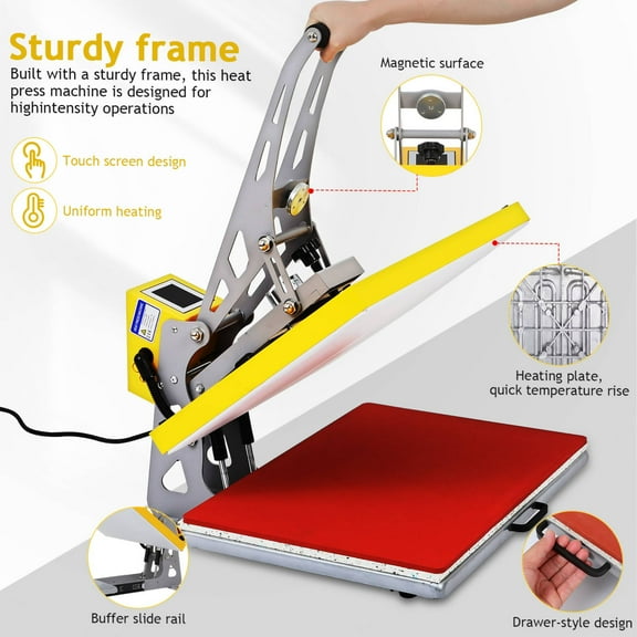 FRCOLOR Semi Automatic Heat Press Machine for Shirts Mouse Pads and Canvas Bags