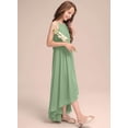 thumbnail image 3 of Drtj 2-14T A-Line Halter Asymmetrical Chiffon Junior Bridesmaid Dress Flower Girl Wedding Party Dress, 3 of 6