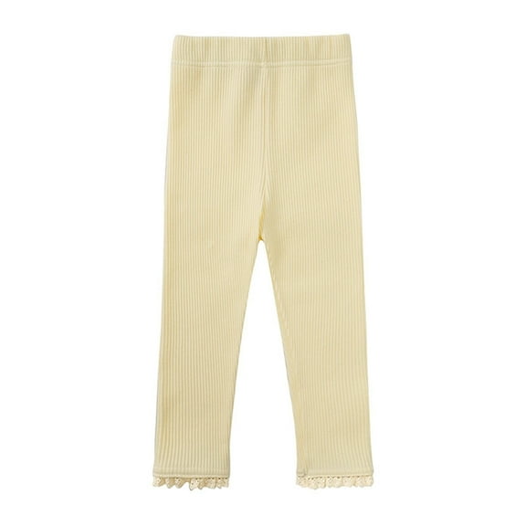 Ruyang Toddler Baby Girls Leggings Footless Lace Trim Tights Ruffle Ribbed Knit Stocking Knit Basic Ankle Length Pant