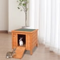 thumbnail image 6 of QXDRAGON Small Pet House, Wooden Outdoor Shelter, Weatherproof Pet Home, Ideal for Cats, Rabbits, Bunnies, Guinea Pigs, Brown, 6 of 10