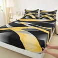 thumbnail image 3 of Manfei Geometric Geometric Lines Queen Sheet Sets,Modern Abstract Art Flat Sheet,Yellow Black Gray Queen Fitted Sheet For Teens,Microfiber Bedroom Decor,4pcs, 3 of 7