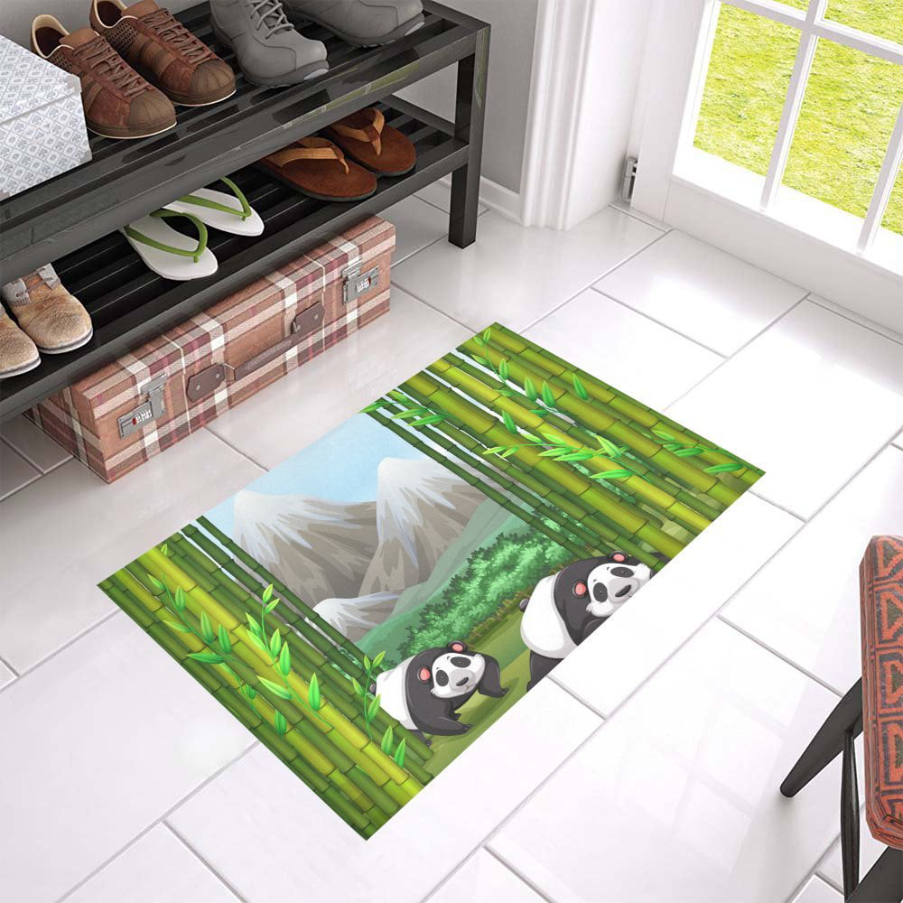 Black White Hand painted Panda Area Rugs Banboo Floor Rug Home Decor Carpet 