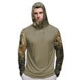 thumbnail image 5 of Mens Hooded Sun Shirt with Face Cover Upf 50+ UV CamouflageShirt Summer Outdoor Fishing Long Sleeve Cooling Shirts,Green L, 5 of 5