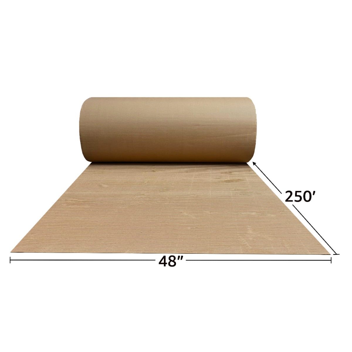 UOFFICE Corrugated Wrap 48" x 250' x 1/8" Thick - B Flute - Brown Cardboard Wrap