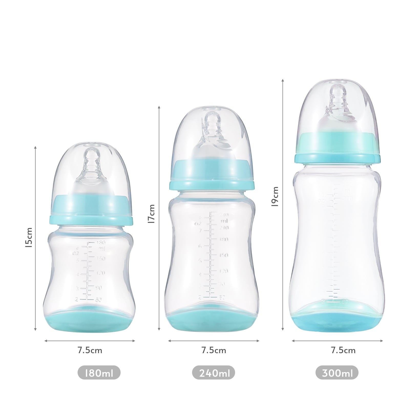 Newborn Baby Bottles with Silicone & Storage Cover Breastfeeding Bottles 180ml