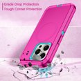 thumbnail image 4 of I-HONVA For iPhone 15 Pro Case Compatible with MagSafe,3-Layer Military Grade Drop Protection Anti-Slip Rugged Shockproof Dustproof Protection6.1 inch Phone Case,Rose Turquoise, 4 of 7