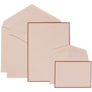 JAM Paper Wedding Invitation Combo Set, 1 Large & 1 Small, Bright Border Set, Chrimson Red Card with White Envelope,100/pack