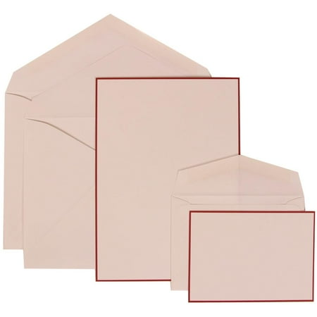 JAM Paper Wedding Invitation Combo Set, 1 Large & 1 Small, Bright Border Set, Chrimson Red Card with White Envelope,100/pack