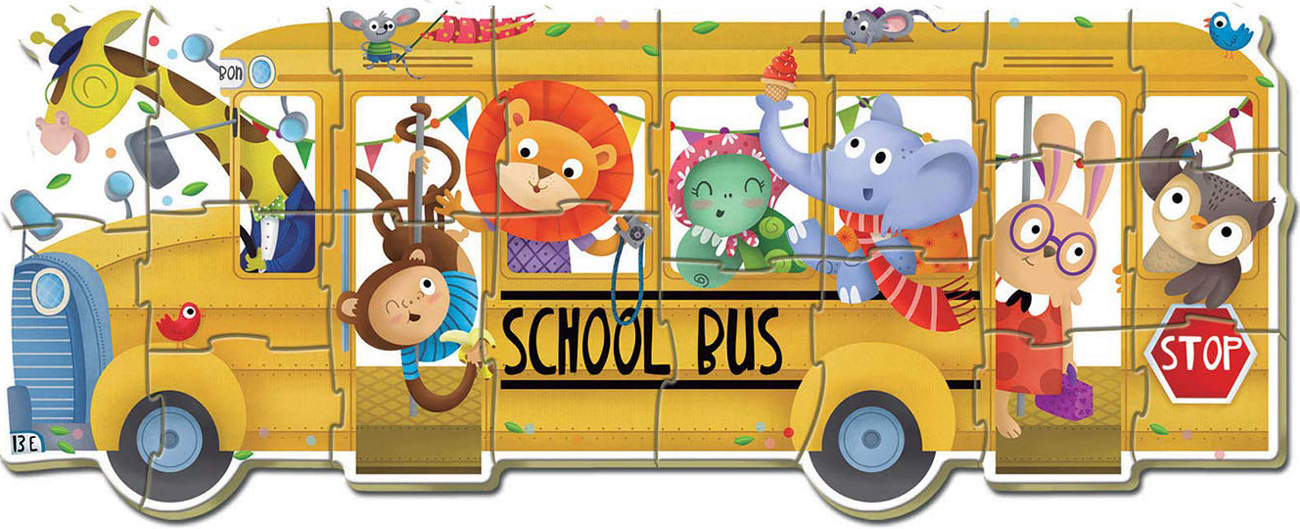 Jumbo Floor Puzzle Extra-Large School Bus Floor Puzzle - 4-Foot Long 24-Piece Jigsaw For Kids Ages 3-8 Extra-thick Cardboard Puzzles