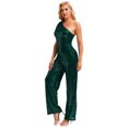 thumbnail image 1 of Xnihocha Combinaison Sans Manches pour Femmes une Épaule Robe de Soirée à Sequins Robe de Soirée Vert Foncé 3TG, 1 of 7