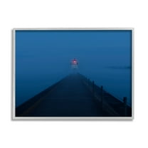 Stupell Industries Foggy Lighthouse Dock Landscape Photography Gray Framed Art Print Wall Art, 14 x 11