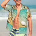 thumbnail image 7 of Honeii Starfish And Seashell On The Beach Print Men’s Hawaiian Shirt,Classic Button-Down Short Sleeve Shirt, for Beach, Vacation, and Outdoor Activities,3X-Large, 7 of 7